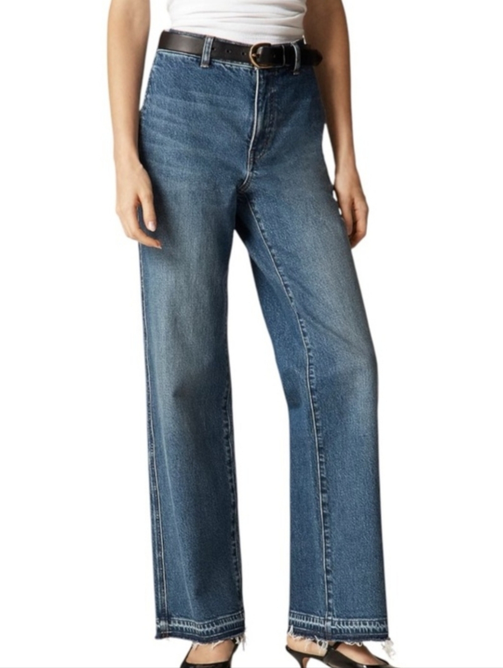 ​J.Crew '96 Slim Wide Leg Trouser 29P Raw Hem Quiet Luxury 90s Petite
